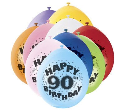 Balony 90 lat, mix kolorów, 10szt./op.